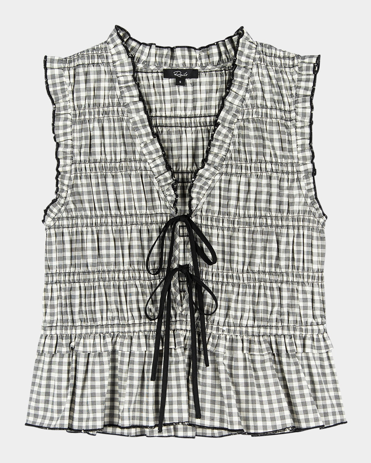 Martine Gingham Tie-Front Blouse | Neiman Marcus