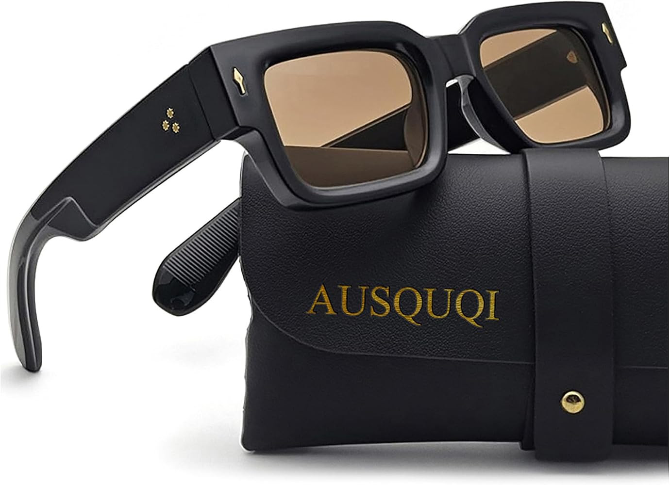 Thick Frame Square Sunglasses for Men Women Trendy Chunky Rectangle Rivet Design SunGlasses Shade... | Amazon (US)