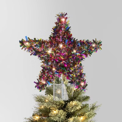 11" Lit-Led Multi Tinsel Star Twinkle Warm White Lights Christmas Tree Topper - Wondershop™ | Target