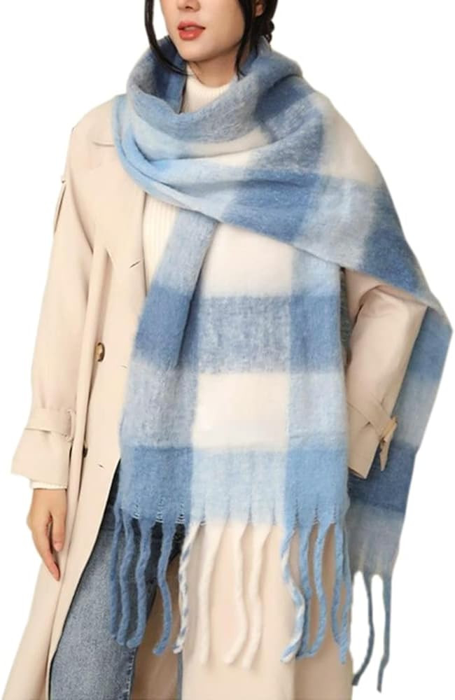 Large Chunky Winter Scarf for Women Colorful Plaid Cashmere Feel Oversized Blanket Scarves Thick ... | Amazon (US)