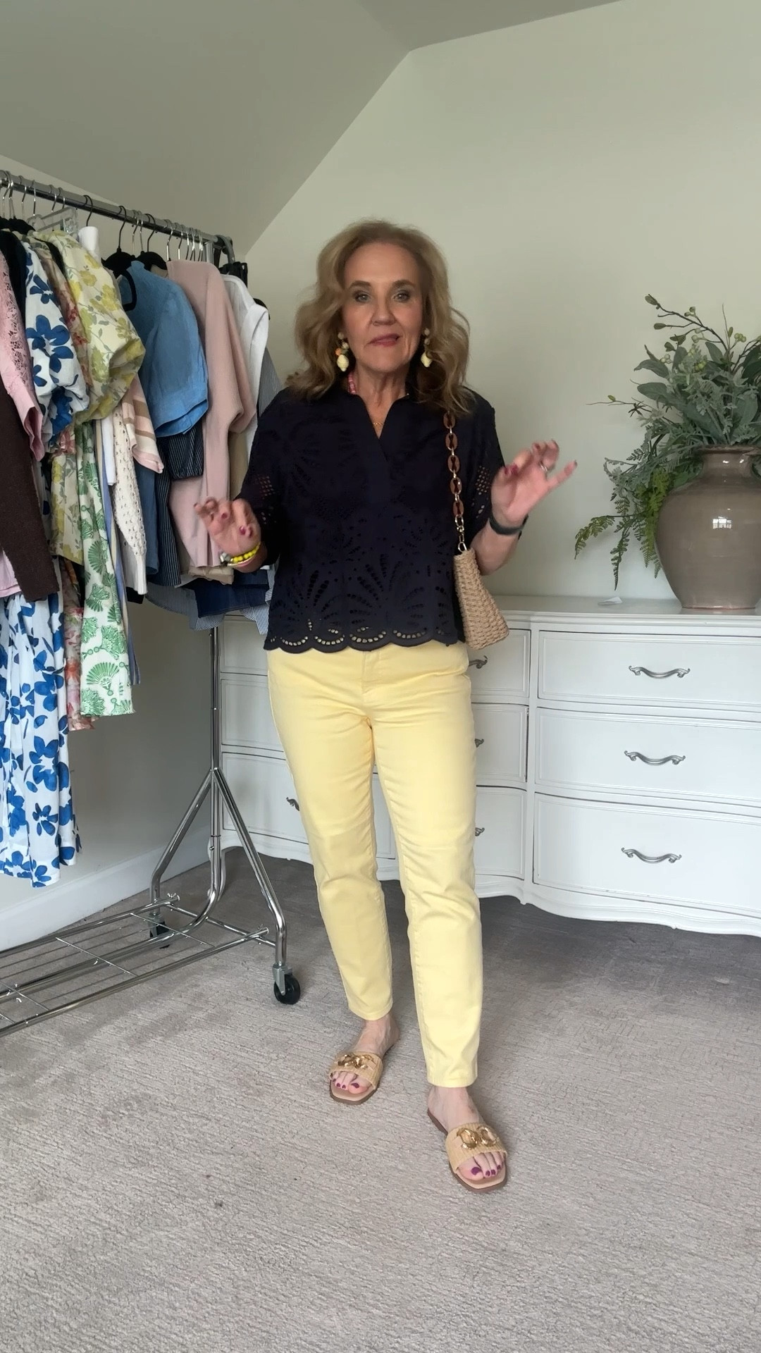 Talbots sale! Don’t miss it! 
Jeans size 8 petite
Eyelet top size medium 
I’ll link some flat sandal options 
Amazon purse 
Colorful headed jewelry by Allie+bess 

Spring outfit casual Easter outfit 

#LTKSaleAlert #LTKOver40 #LTKWatchNow