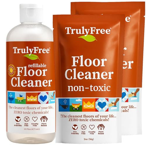 Truly Free Floor Cleaner Kit - Plant-Based Mopping Solution (16oz Reusable Empty Bottle + Two Pouches, 3oz ea.) - DIY All-Surface Cleaner for Hardwood, Tile, Wood & Concrete | Amazon (US)