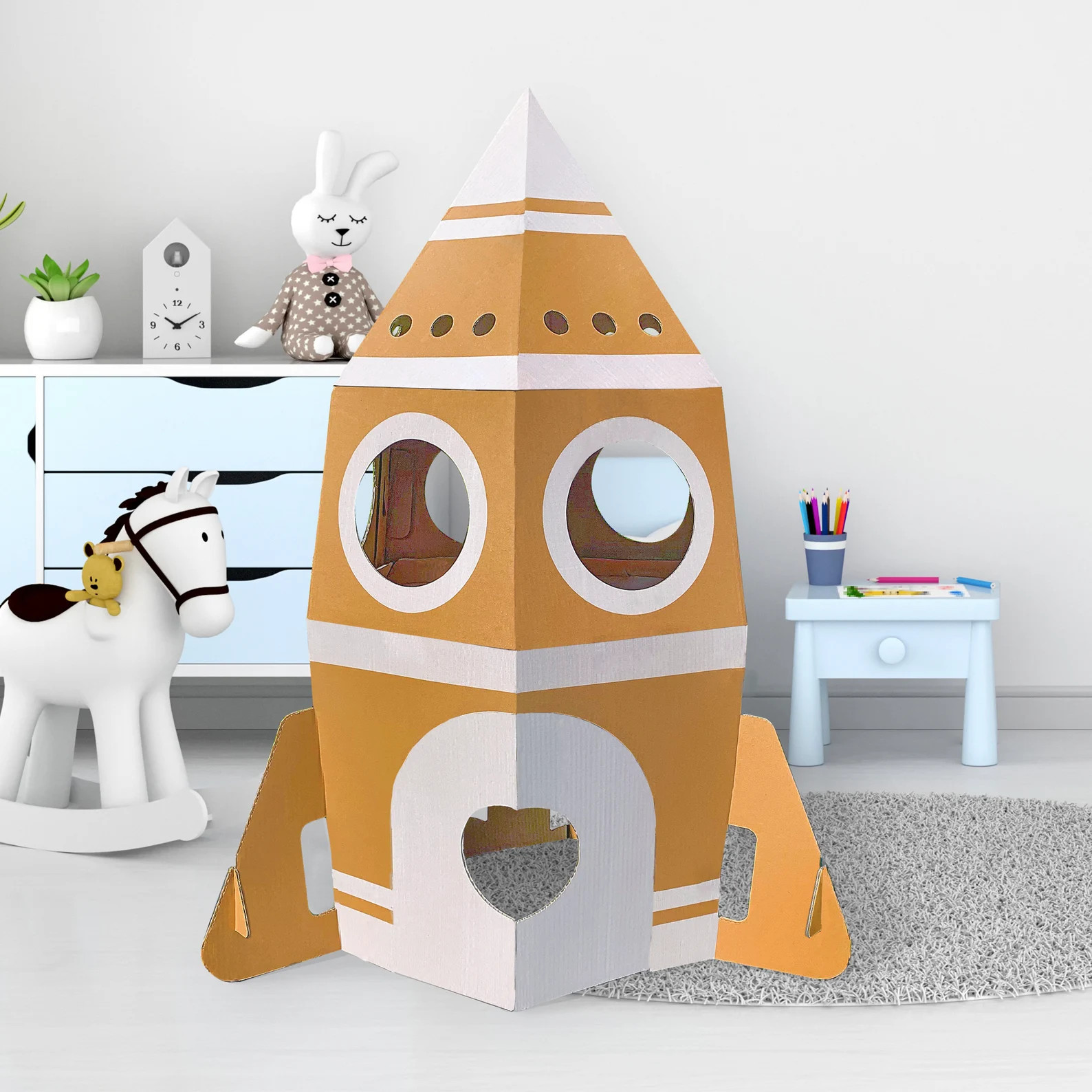 Playhouse rocket for children Indoor and outdoor | Garden house | Cardboard house | Cardboard hou... | Etsy (US)