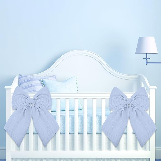 Riceshoot 2 Pcs Large Crib Bows 11 x 16 inch Coquette Bow Decorations for Nursery Crib Canopy Bed... | Amazon (US)
