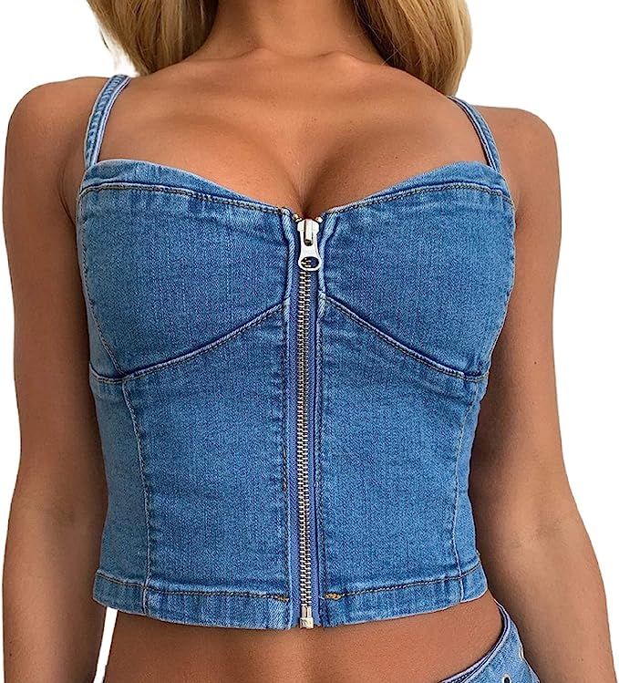 Women’s Corset Crop Top Sexy Push Up Bustier Backless Strap Tank Vest Top Streetwear Party Bral... | Amazon (US)