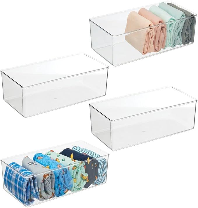 mDesign Long Plastic Drawer Organizer Box, Storage Organizer Bin Container; for Closets, Bedrooms... | Amazon (US)