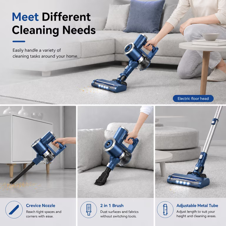 PrettyCare Cordless Stick Vacuum Cleaner, 38KPA 50mins 2600mAh 6-in-1 Lightweight Upright for Car... | Walmart (US)