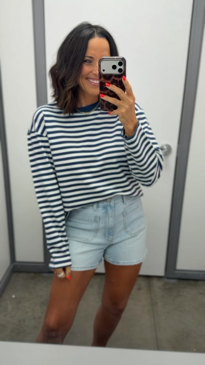 Love this easy everyday Walmart outfit! 🤍💙 The striped pullover gives that effortless coastal vibe, and the light wash shorts are so flattering with the front patch pockets. Such an easy outfit to throw on with sneakers or sandals all summer long.

Size XS
5’3” for reference

#walmartfashion #walmartfinds #walmartstyle #summeroutfit #affordablefashion #casualstyle #ltkstyle #everydaystyl