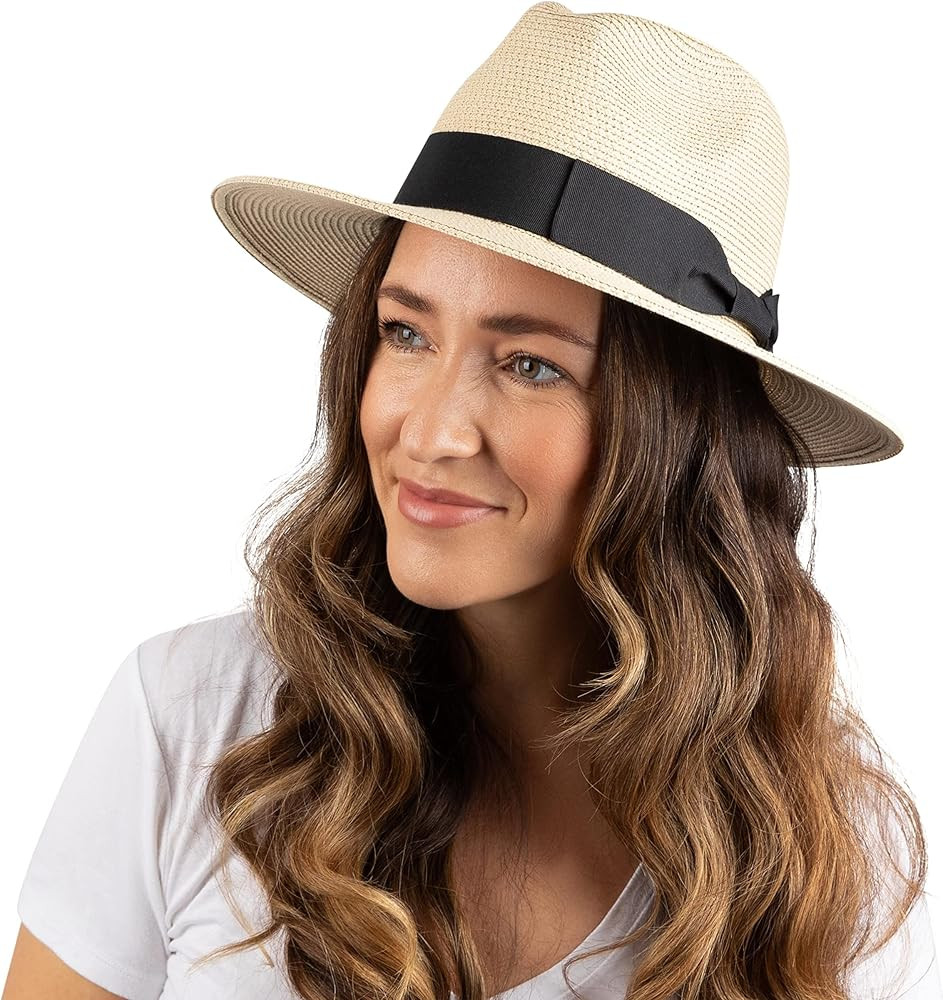 Debra Weitzner Women Fedora Sun Hat with Wide Brim—Foldable Roll-Up Straw Beach Hat UPF 50 | Amazon (CA)