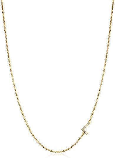 Hidepoo Sideways Initial Necklace for Women, 14k Gold Plated Dainty Cubic Zirconia Sideways Alpha... | Amazon (US)