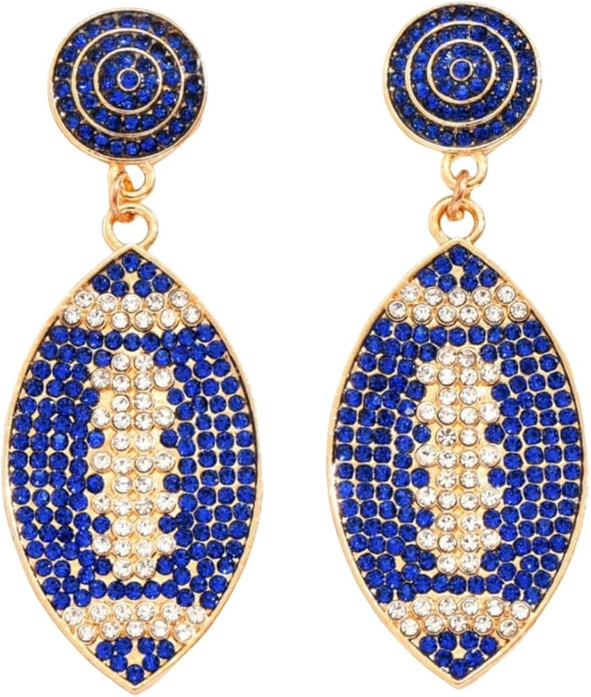 Sparkly Rhinestone Football Earrings Game Day Football Drop Dangle Sports Earrings for Women | Amazon (US)