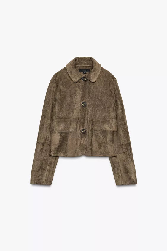 FAUX SUEDE CROPPED JACKET | Zara US