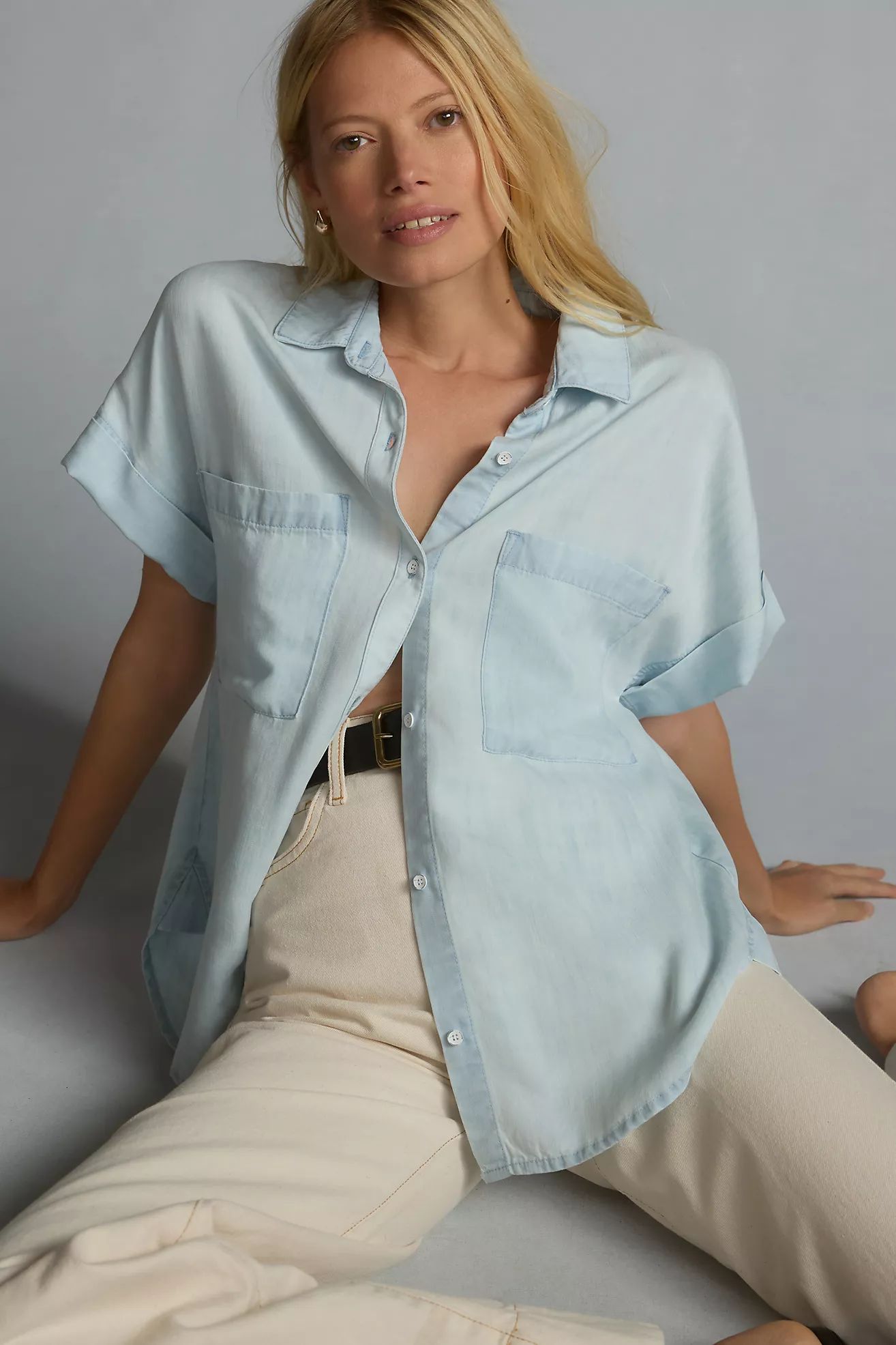 Cloth & Stone Rolled Short-Sleeve Buttondown Shirt | Anthropologie (US)