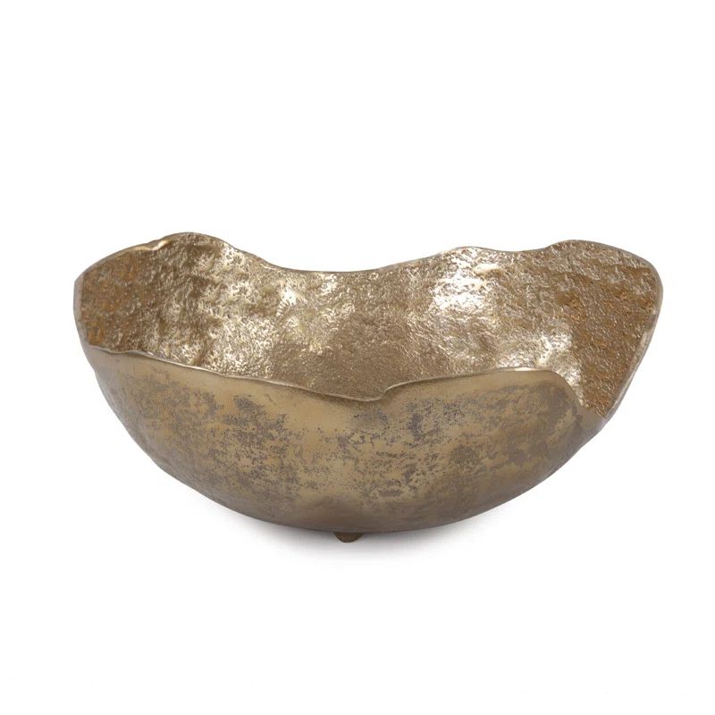 Heyman Round Bowl Uneven Rough Gold Finish | Wayfair North America