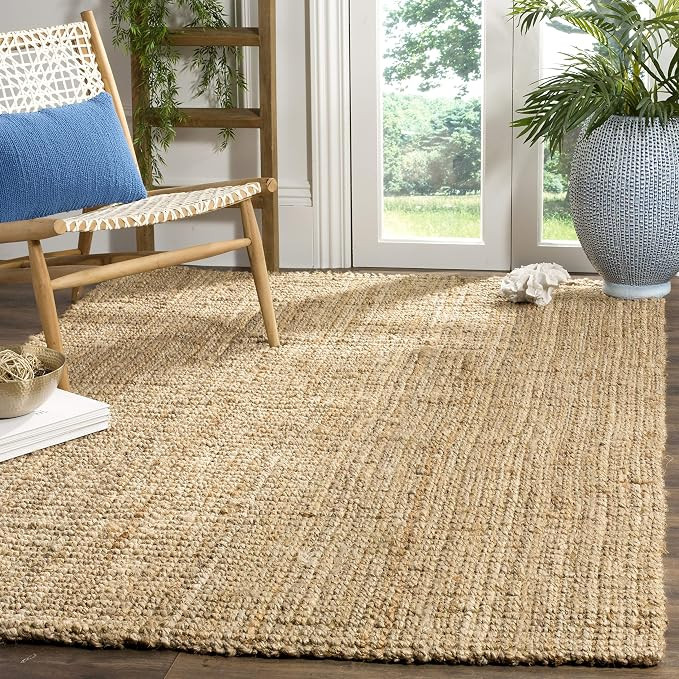 SAFAVIEH Natural Fiber Collection 5' Square Natural NF747A Handmade Farmhouse Premium Jute Area R... | Amazon (US)