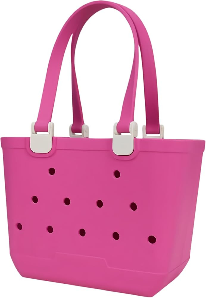 Small Rubber Beach Bag, EVA Travel Mini Tote for Women Waterproof Outdoor Beach Tote Washable Bit... | Amazon (US)