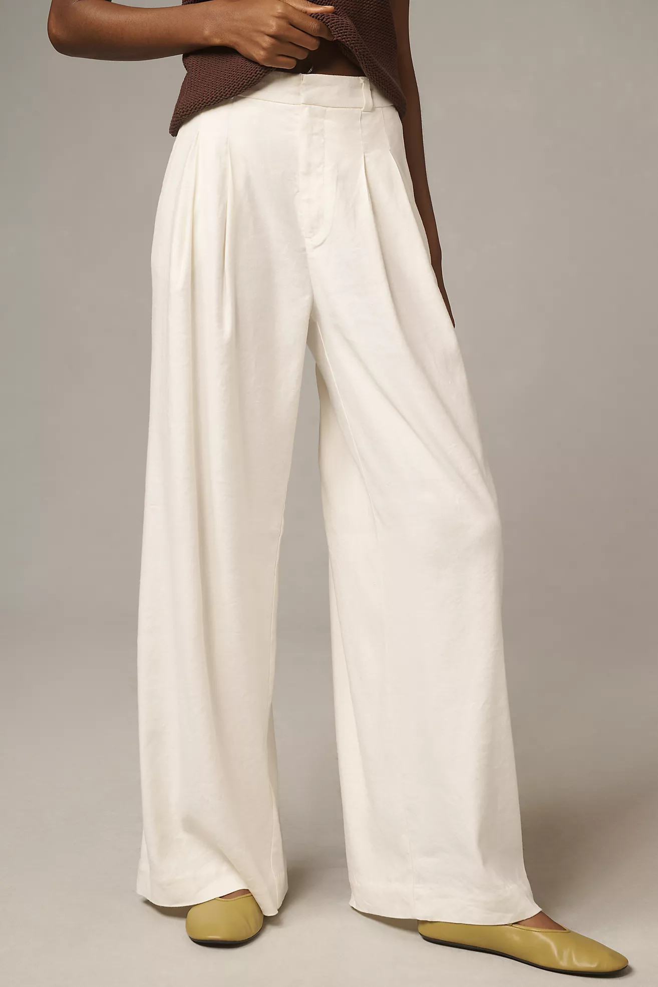 The Avery Pleated Wide-Leg Trousers by Maeve: Linen Edition | Anthropologie (US)