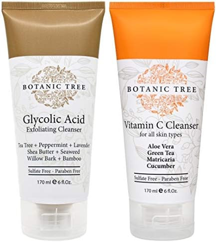 Botanic Tree Double Face Wash Kit - Gentle Facial Cleanser Set of Glycolic Acid Exfoliator Facewa... | Amazon (US)
