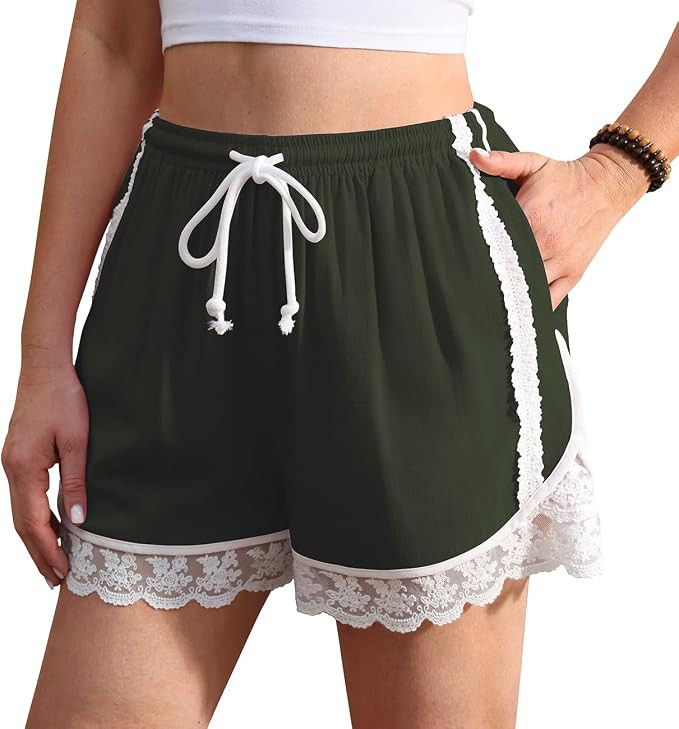 TARSE Womens Linen Shorts Lace Trim Drawstring Casual Lounge 2026 Summer Y2K Beach Bottoms Beach ... | Amazon (US)