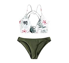 SweatyRocks Women's Sexy Bathing Suit Floral Print Cross Back Bikini Set Swimsuits | Amazon (US)