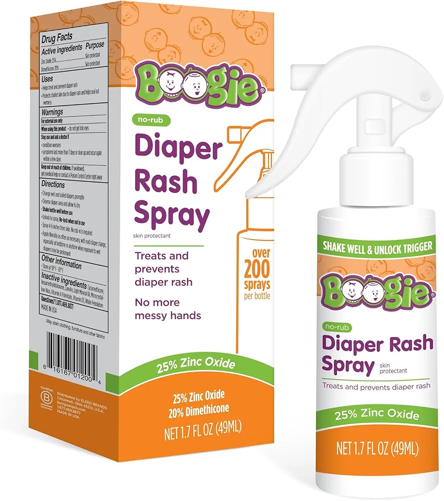 Boogie Diaper Rash Cream Spray for Baby, Travel Friendly No-Rub Touch Free Application for Sensit... | Amazon (US)