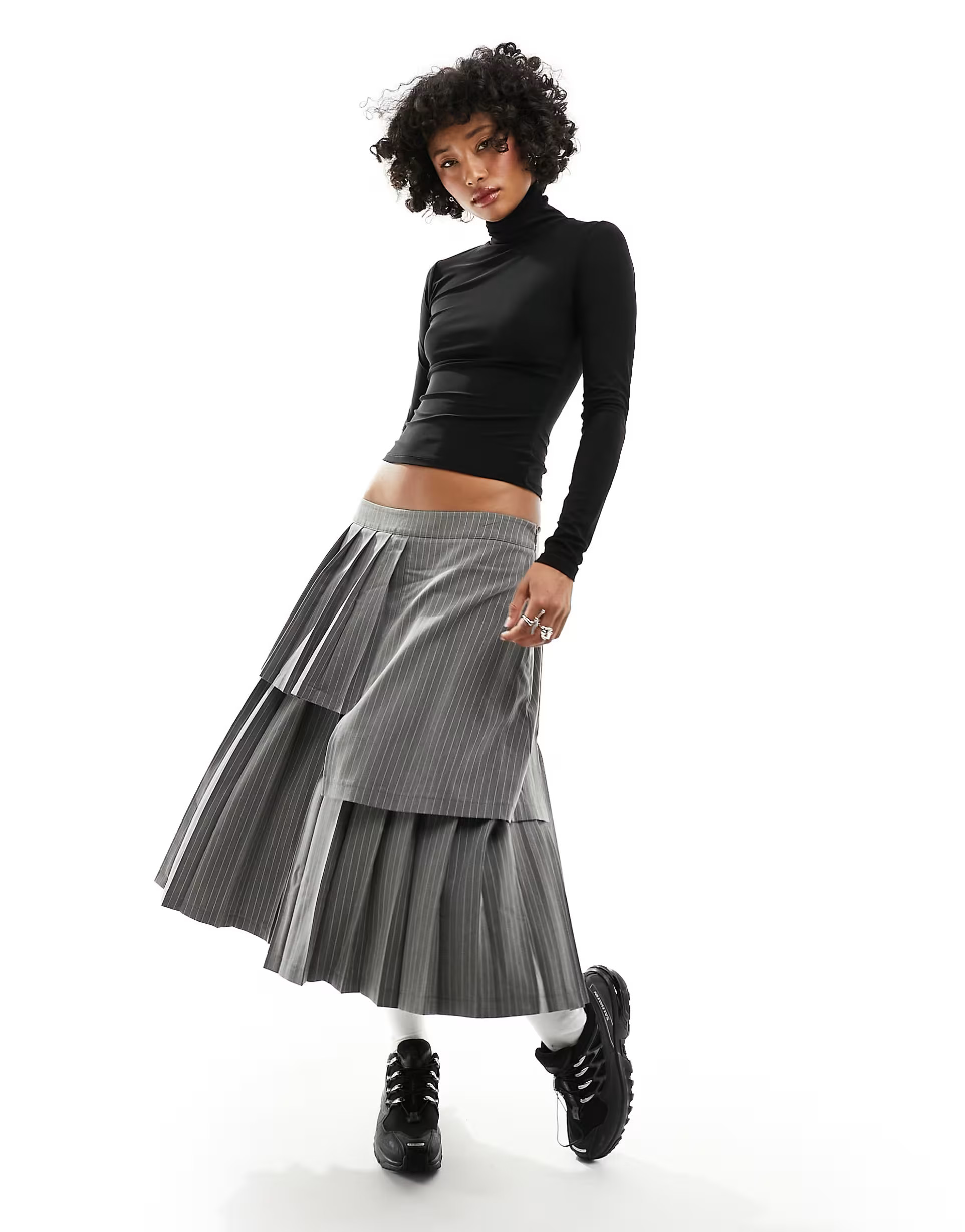 Miss Selfridge high neck long sleeve top in black | ASOS (Global)