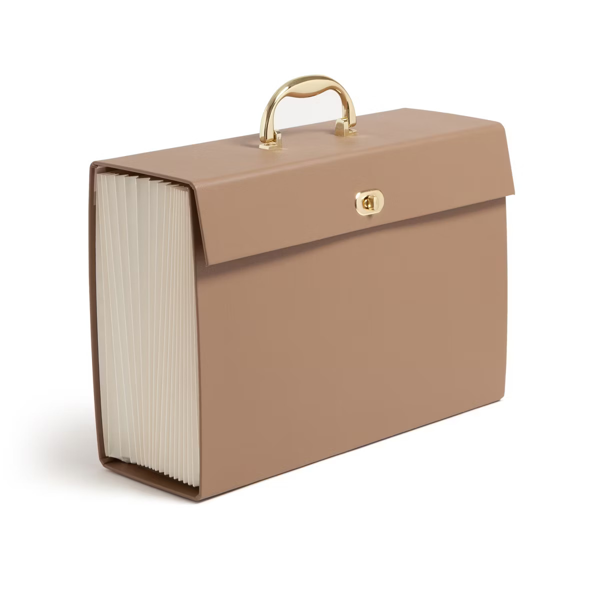 U Brands 19 Pocket Recycled Pleather Expandable File Light Brown: File Organizer & Holder, Letter... | Target