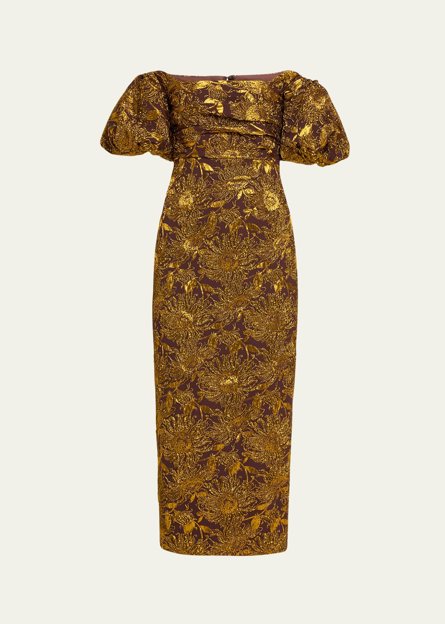 Lela Rose Metallic Sheath Dress with Puff Sleeves | Bergdorf Goodman