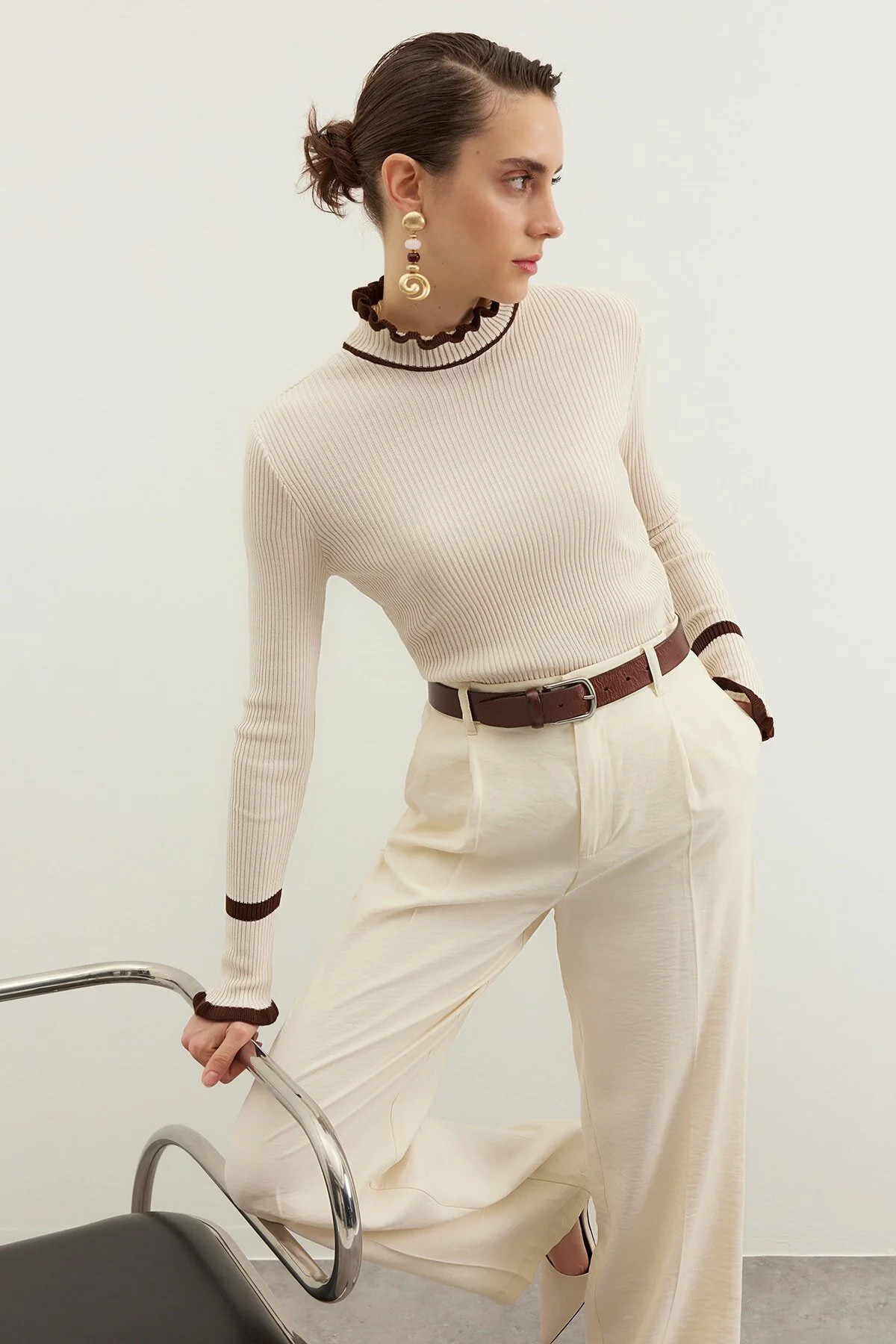 Trendyol Collection Pullover - Beige - Slim Fit | Trendyol DE