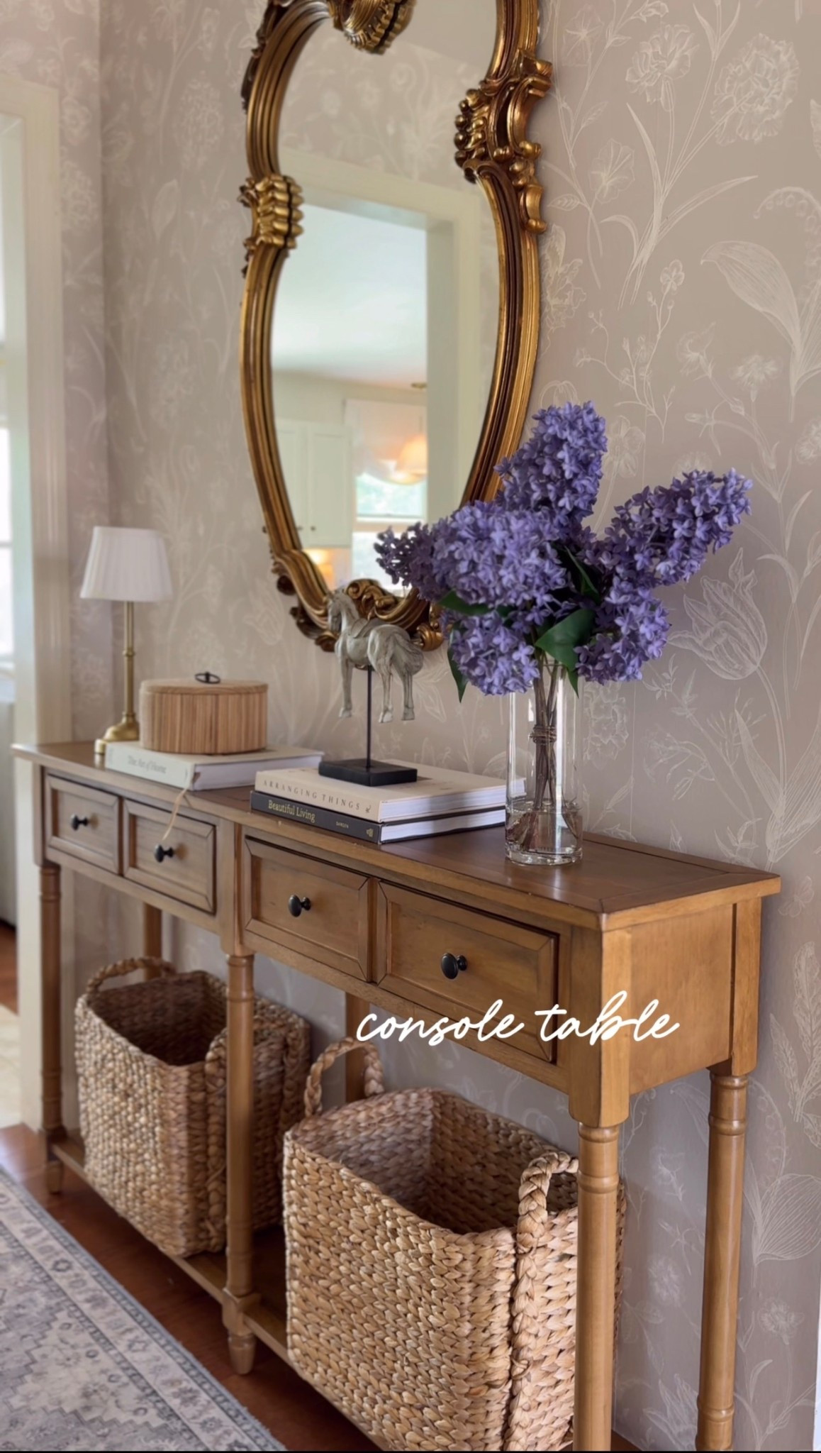 The perfect console for a narrow hallway or entry. And how beautiful is this lilac arrangement in classic glass vase?! 

#amazon #bigspringsale #console #entryway #nancymeyers 

#LTKdayinmylife #LTKSaleAlert #LTKHome