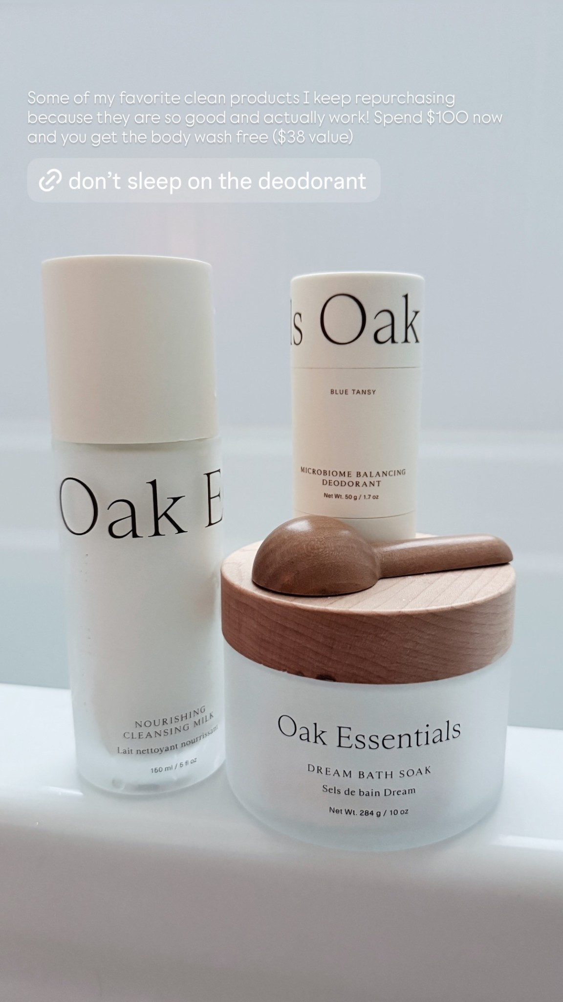 Some of my favorite clean products I keep repurchasing because they are so good and actually work! Spend $100 now and you get the body wash free ($38 value)  @oakessentials