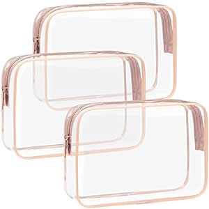 F-color TSA Approved Toiletry Bag - 3 Pack Clear Toiletry Bags Clear Makeup Cosmetic Bags for Wom... | Amazon (US)