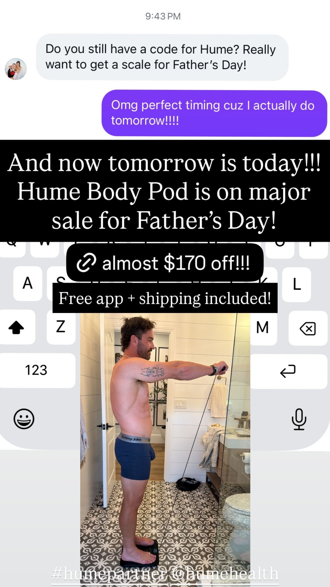 And now tomorrow is today!!!
Hume Body Pod is on major sale for Father’s Day! Free app + shipping included! #humepartner @humehealth