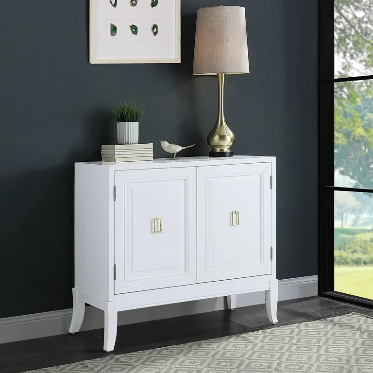 ACME Clem Console Table with Door in White | Walmart (US)