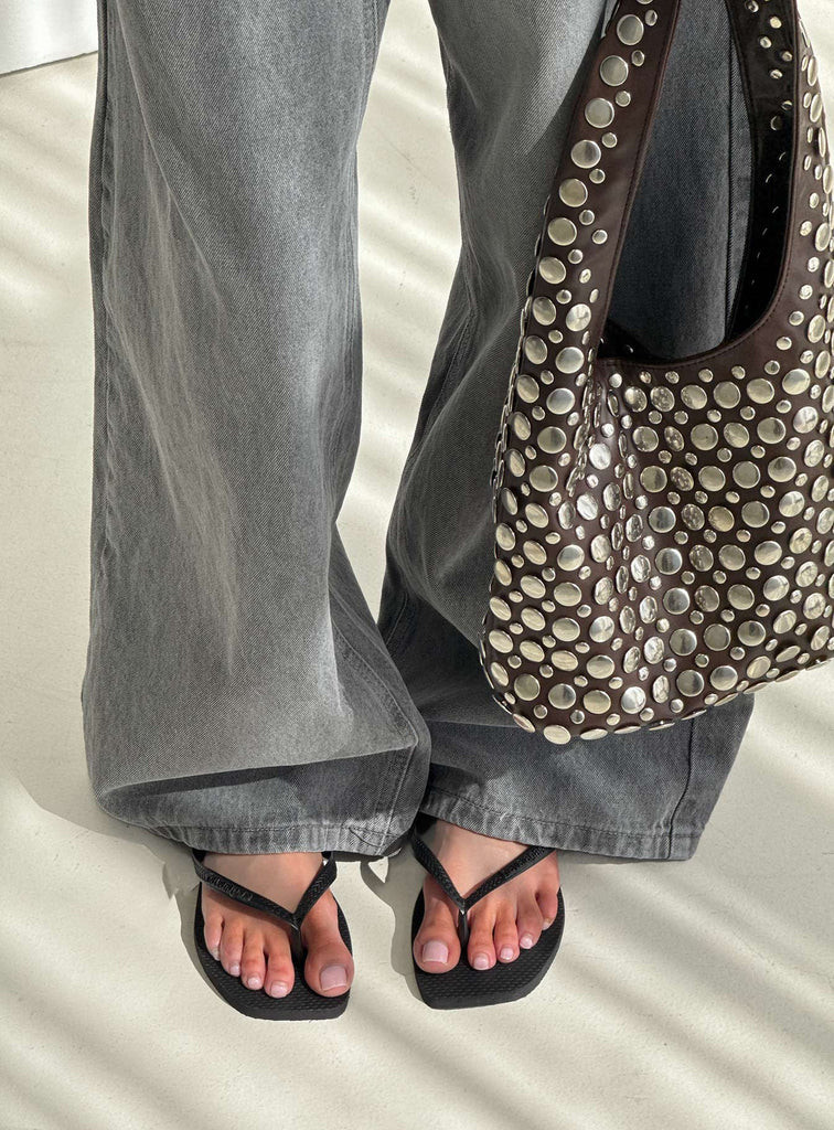 Havaiana Slim Square Flip Flop Black | Princess Polly AU