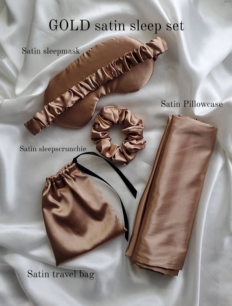 SLEEP SETS~Satin pillowcase/Eyemask/pouch/Scrunchie/Bridesmaids proposals/teen party gifts/hairca... | Etsy (CAD)