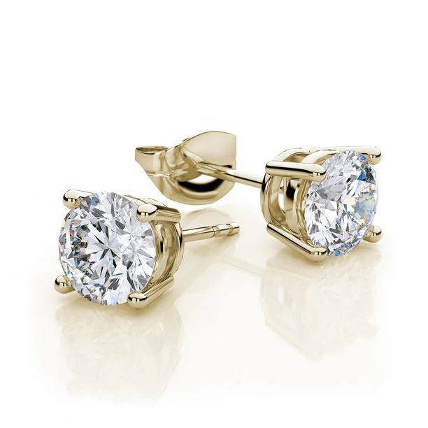 10k Yellow Gold Created  White Sapphire 2 Carat Round Stud Earrings - Walmart.com | Walmart (US)