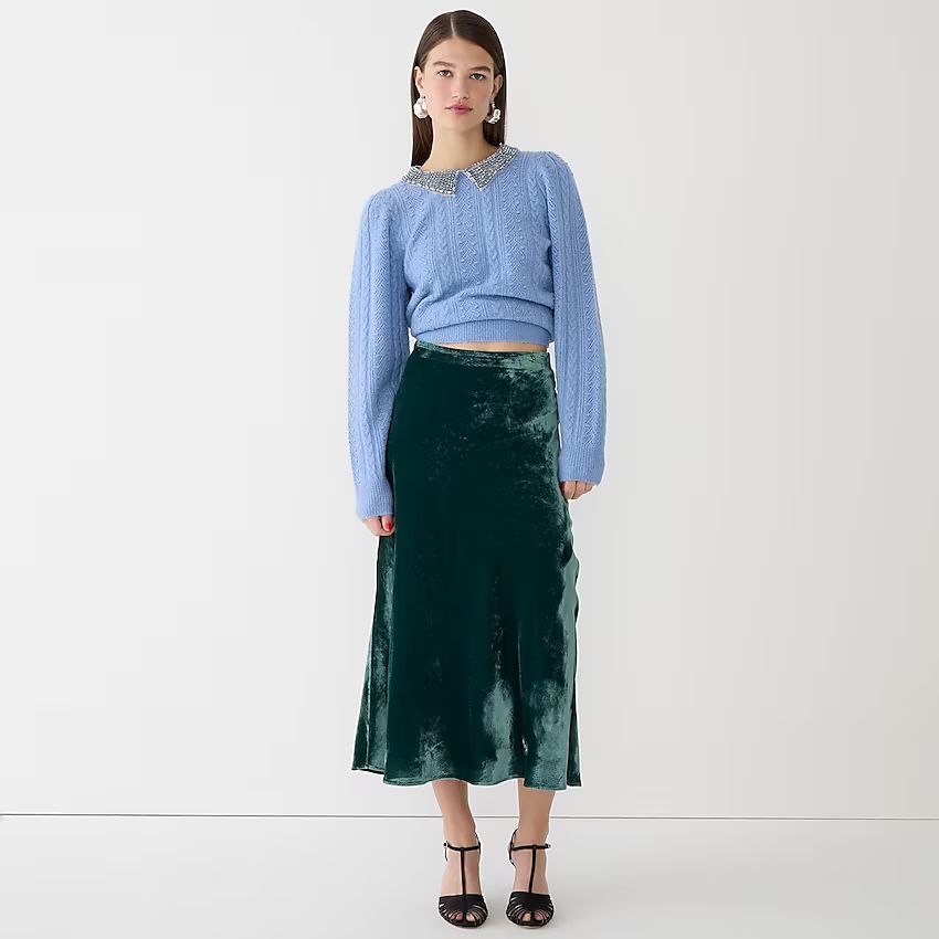 J.Crew: Gwyneth Slip Skirt In Velvet For Women | J.Crew US