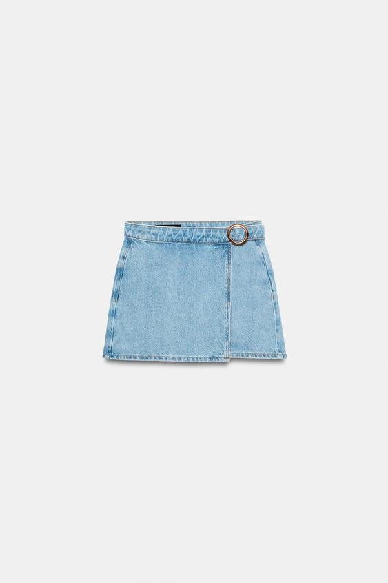 Z1975 WRAP DENIM SKORT WITH BUCKLE | Zara US