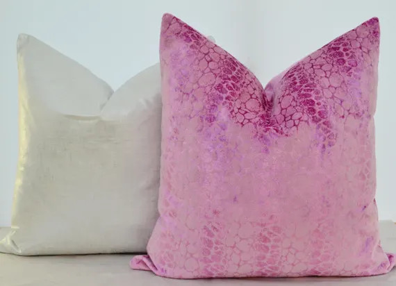 Pink Velvet Pillow Covervelvet Pillow Coverpatterned Velvet - Etsy | Etsy (US)