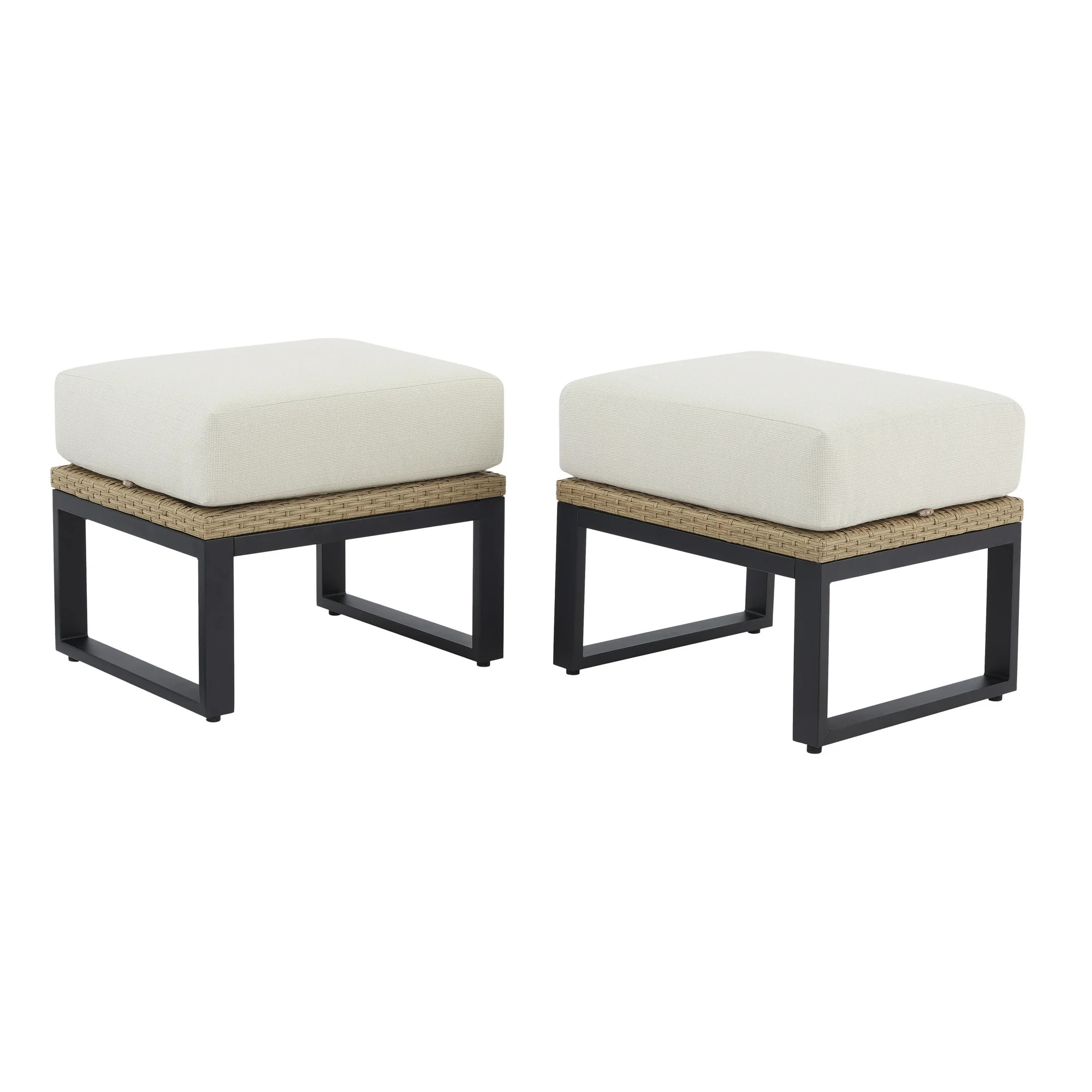 Better Homes & Gardens Ventura 2-Piece Outdoor Wicker Ottoman, Beige | Walmart (US)