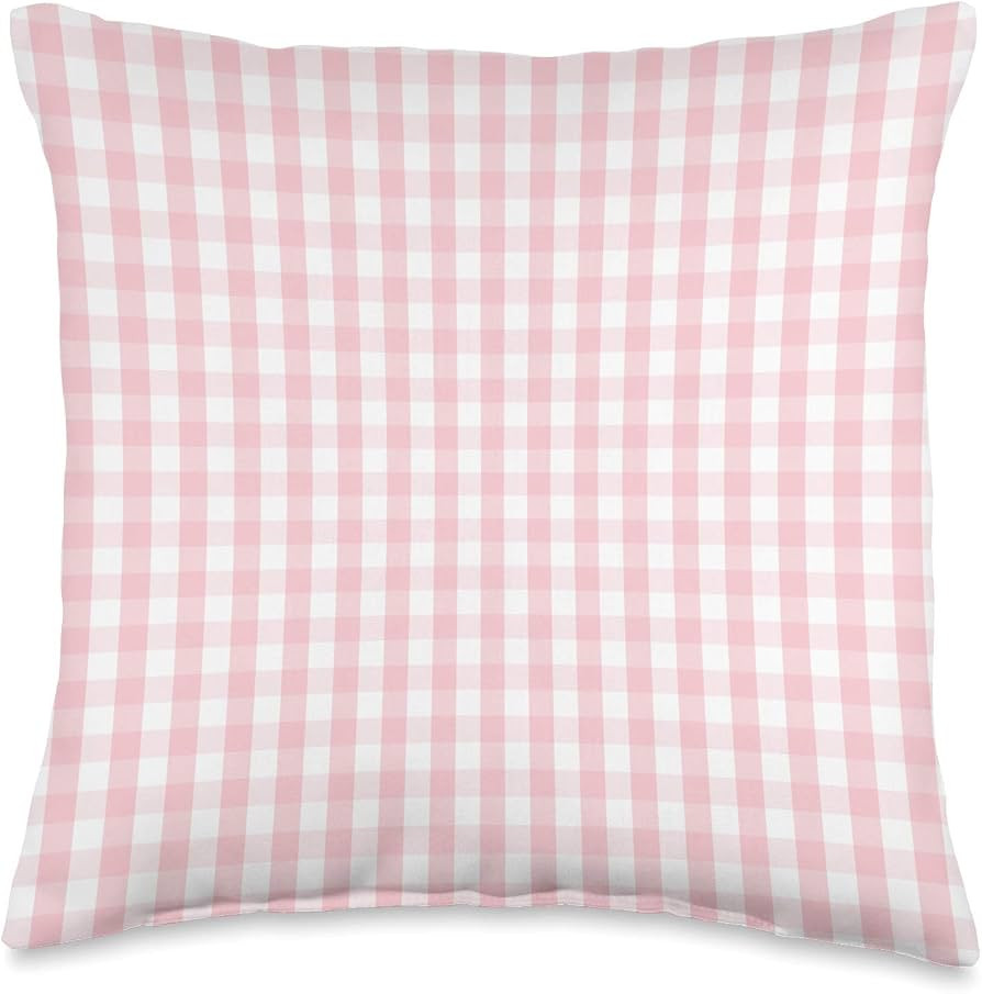 Podartist White and Light Pink Pastel Color Gingham Check Throw Pillow, 16x16, Multicolor | Amazon (US)