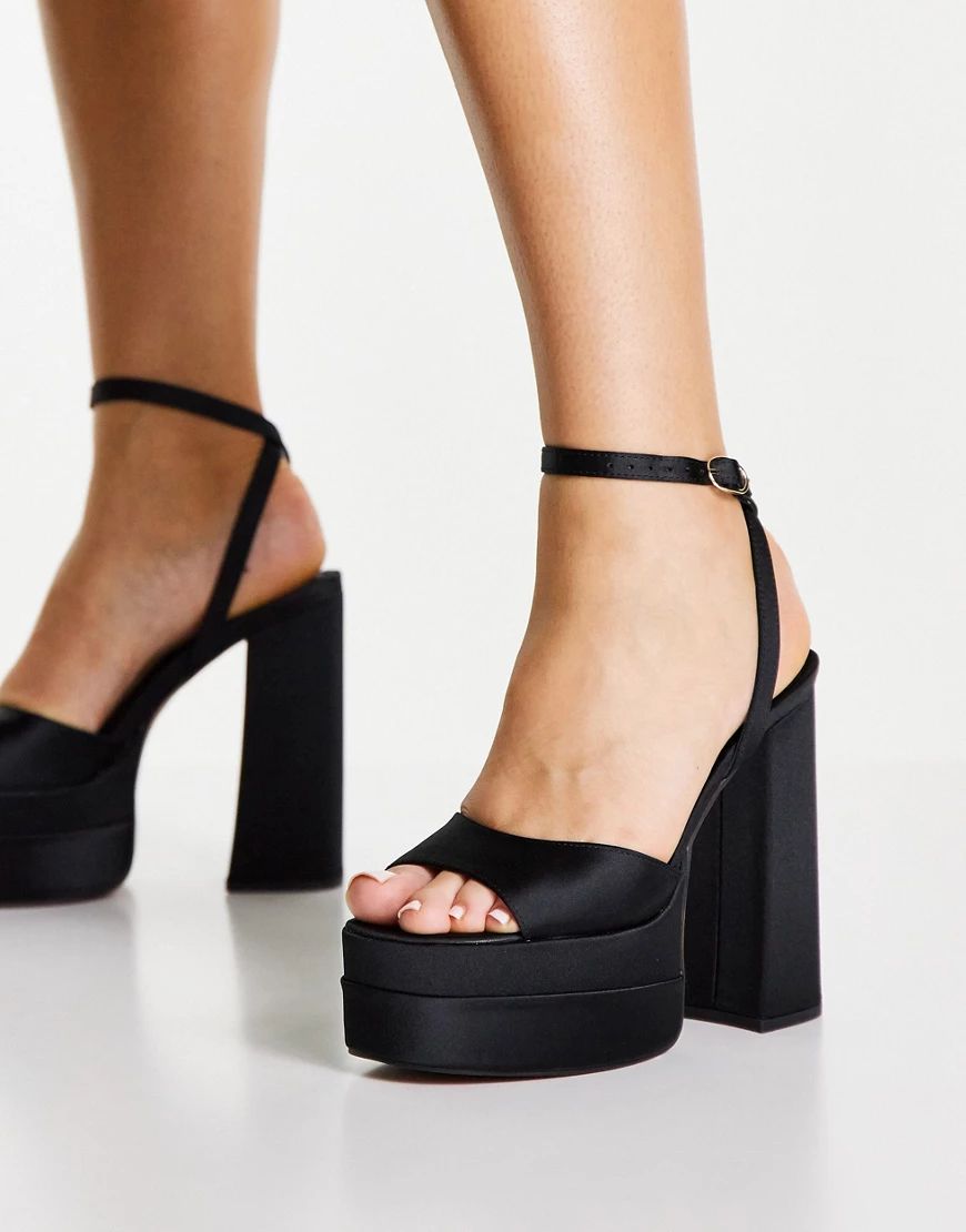 ASOS DESIGN Nix high platform heeled sandals in black | ASOS (Global)