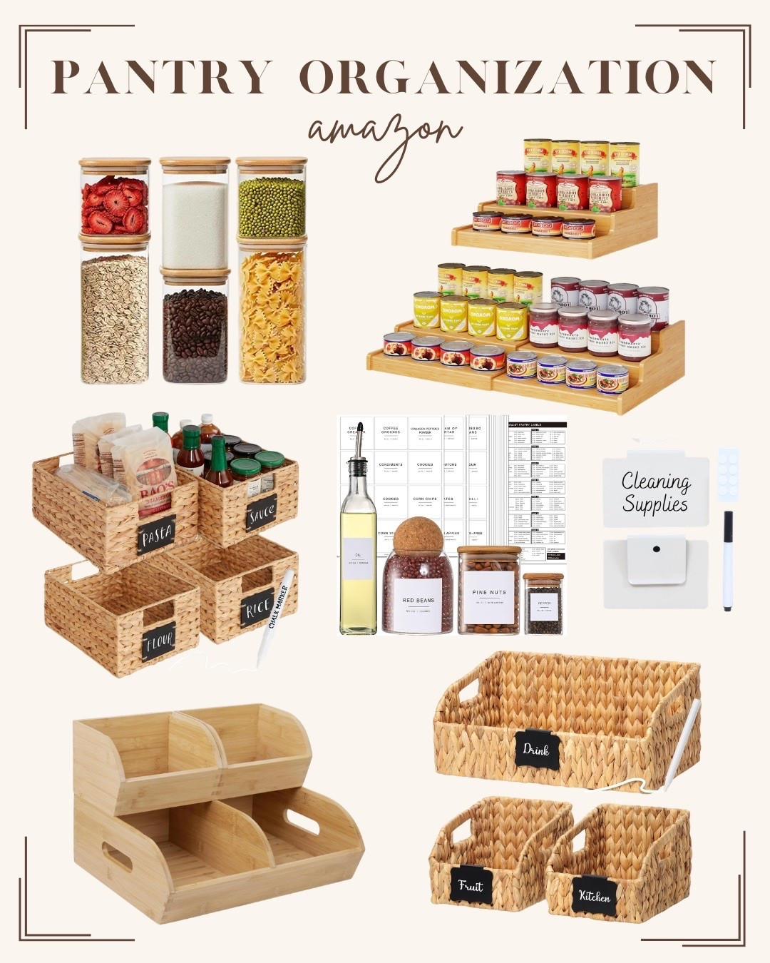 Pantry organization bins from Amazon