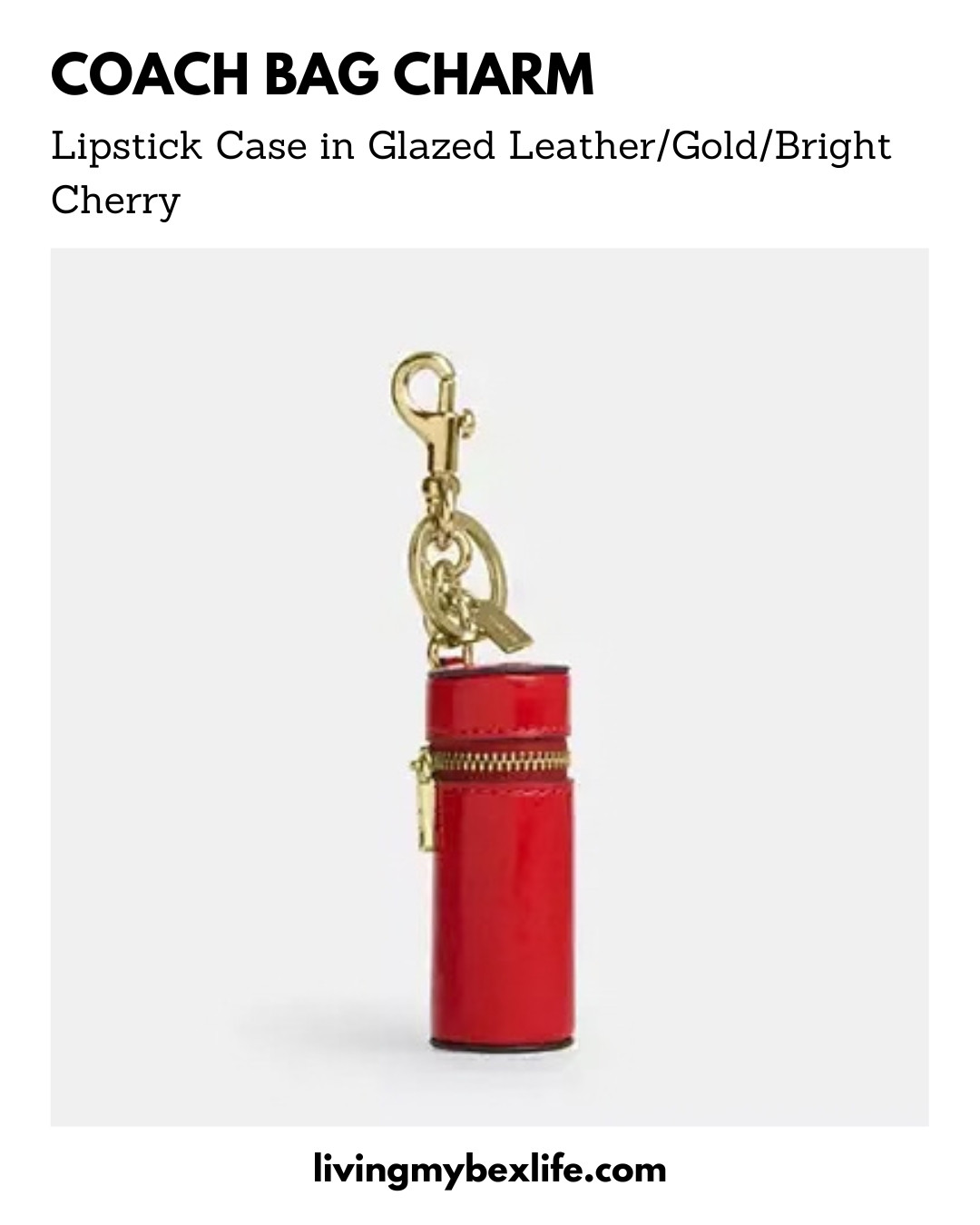 Coach Lipstick Case Bag Charm in Glazed Leather/Gold/Bright Cherry | designer bag, designer handbag, coach drop 9/30 

 #LTKgrwm #LTKootd #LTKU