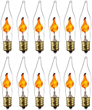 Sunlite 01506-SU Petite Chandelier Flicker Flame Light Bulb Candelabra Base E12, Clear, 12 Pack -... | Amazon (US)