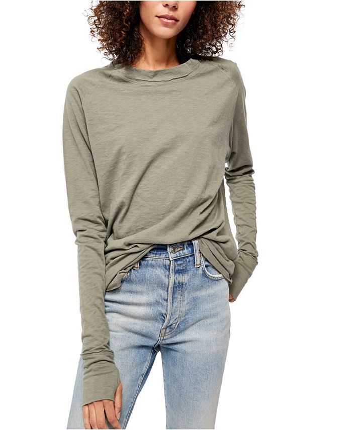 Free People Arden Solid Long-Sleeved T-Shirt   & Reviews - Tops - Women - Macy's | Macys (US)