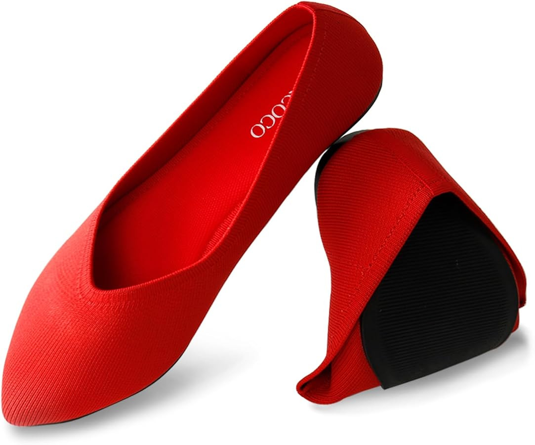 Womens Pointed Toe Flats Knit Dress Washable Shoes Slip On Ballet Flats Shoes Women Comfort Shoes... | Amazon (US)