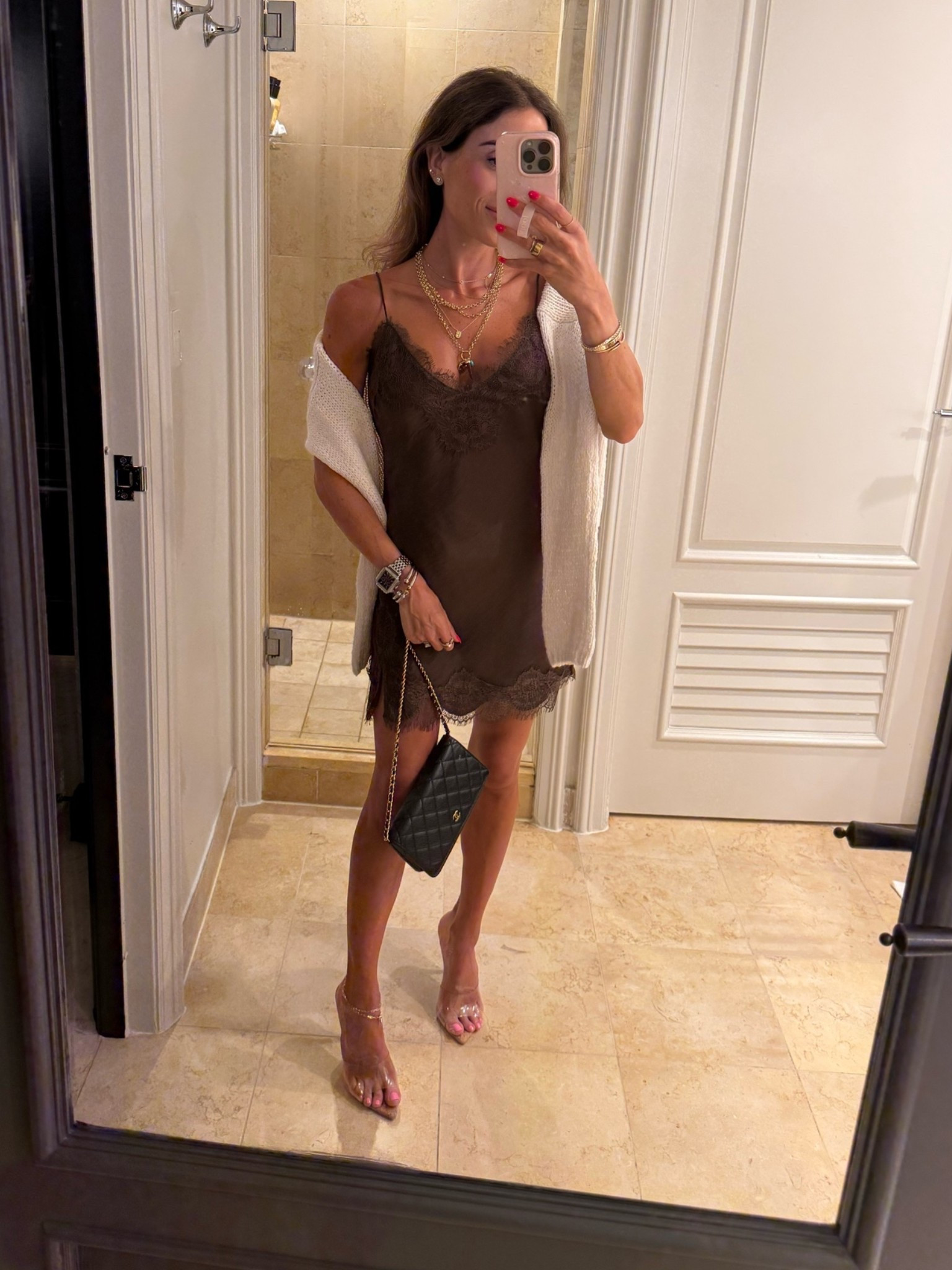 Brown lace satin dress size xxs petite 
Date night outfit

#LTKPetite #LTKSaleAlert