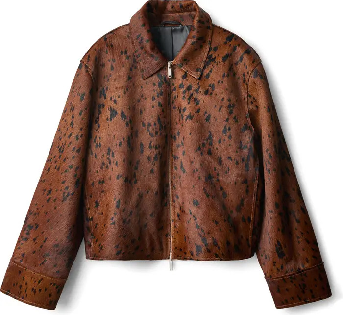 MANGO Animal Print Genuine Calf Hair Jacket | Nordstrom | Nordstrom